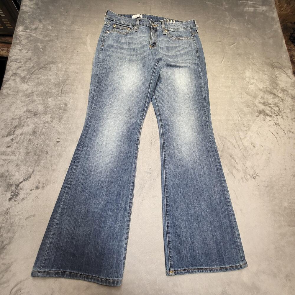 Gap Jeans‎ Womens 27 Blue Flared Long & Lean Medium Wash Stretch